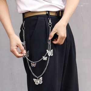 Schlüsselanhänger Chic Hip Hop Punk Schmetterling Biker Jeans Link Hosen Schlüsselbund Frauen Gürtel Schlüsselanhänger Doppelschichten Hosen Modeschmuck