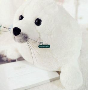 Dorimytrader adorabile morbido animale realistico leone marino bianco peluche bambola farcito morbido cartone animato sigillo marino giocattolo cuscino decorazione regalo per bambini 4951834