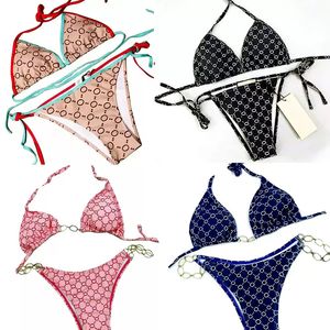 I bikini da donna di alta qualità del designer francese hanno impostato due pezzi sexy che stampano il bellissimo costume da bagno FF di lusso trasparente del bikini