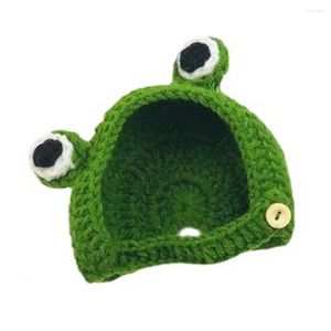 Dog Apparel Warm Pet Hat Autumn Hand-knitted 3d Frog Eye Decor Comfortable Headgear For Winter Cute Cat Supplies