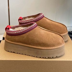 Designer skor klassisk ultra mini stövlar snö boot plattform korta kvinnor män päls fårskinn ta taz kastanj sand senap frö beige aust aust austi