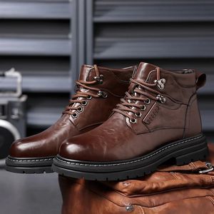 Boots Elegant Men's Black Genuine Leather Boots Luxury Brand Handmade Quality Winter Warm Shoes Casual Ankle Business 240304