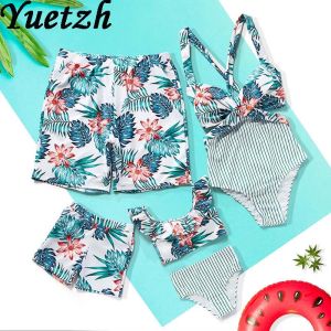 Swimwear women girls swimsuit one piece swimwear 2020 bikini sets for family kids boy men matching swim bathing suits swimming beachwear