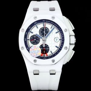 Color ceramic chronograph high quality men's sports watch fully functional double sided sapphire Viton strap small seconds at 12 o'clock fully synchronized