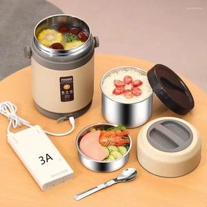 Dinnerware USB Electric Heated Lunch Box Stainless Steel Warmer Bento Container For Thermal Boxes School Office