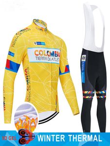 Vinter 2021 Team Colombia Cycling Jersey 19D Gel Pad Bike Pants Ropa Ciclismo Men Thermal Fleece Bicycle Maillot Culotte Clothing9377458