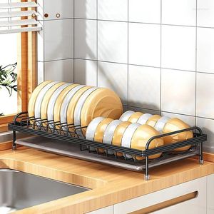 Kitchen Storage Simple Metal Rack Countertop Pull-Out Dish Tray Drain Cupboards Tableware Chopsticks Organizer Shelf