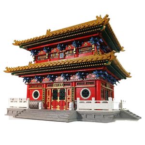 DIY Chinese Construction Temple of Wealth Miniature Model Building Kits Wooden Dollhouse with Furniture Assembly Toys Gifts 240304