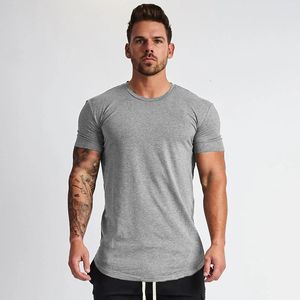 Muscleguys sade giyim fitness tişört erkekler o boyun tişört pamuk vücut geliştirme tişörtler ince fit üstleri spor salonları tshirt homme 240306