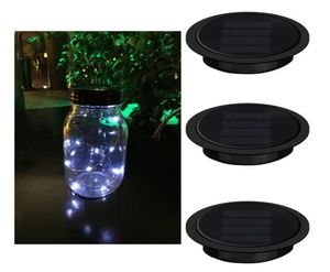 Mason Jar Lights 10 LED White Solar Fairy Lights Pokrywa wkładka do pokładu ogrodowego Patio Party Wedding Christmas Dekoracyjne oświetlenie 8728885