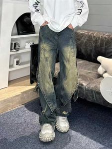 Washed Straight Leg Autumn/winter Pants with Distressed Design Versatile and Trendy Jeans a Great Item to Trace Back