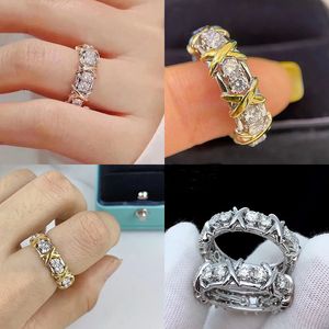 Top quality moissanite rings 925 sterling silver cross Diamond Wire Ring Designer jewelry 18k Gold nails Band promise rings for women men Valentine's Day gift