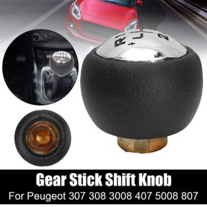Gear Stick Shift Knob Head Spak Adapter Manual Transmissionor för Peugeot 307 308 3008 407 5008 807 5/6 Hastighet