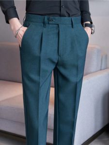 Pants Simple Solid Color Business Suit Pants Men Slim Fit Casual Social Office Dress Pants Wedding Groom Party Trousers Men Clothing