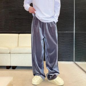 Pants 2024 Autumn Straight Velour Men Pants High Waist Casual Wide Legs Pants Black Purple Loose Female Fashion Student Trousers New