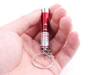 Mini Cat Red Laser Pointer Pen Funny LED Light Pet Cat Toys Keychain 2 In1 Tease Cats Pen OOA3970 supplies2032359