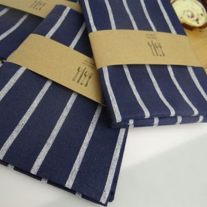 Mediterranean blue series anti fade dark blue striped napkins Tea towels3235