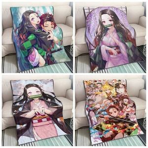 Devils Blade Anime Duvet Home Decorative Demon Slayer Kimetsu No Yaiba Tanjirou Nezuko Summer Blanket For Children Bedding 201111271S