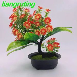 Konstgjorda växter lavendel krukut bonsai grönt miniträd falska blommor ornament för hem trädgård parti el 230308