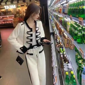 Shang Suit Women 's 2024 Autumn New Korean Edition High End Slimming Style Wide Leg 바지 2 조각 세트 트렌디