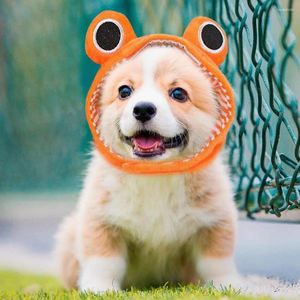 Cão vestuário pet chapéu de pelúcia sapo headgear conjunto para festas cosplay novidade traje acessórios cães po adereços feriado