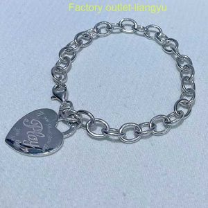 Designer silver pendant necklaceJXJ.s925 Pure Big Peach Bracelet Womens Simple Thick Chain Temperament Versatile Light Luxury shaped Handicraft tiffanans