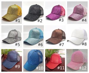 Snapbacks Women Hat Ponytail Baseball Hat Girl Softball Hats Back Hole Pony Tail Glitter Mesh Girls Sunshine Cap Hat Breattable9232764