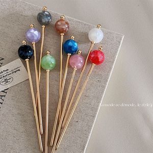 New Chinese Style Minimalist Candy Color Ball Metal Hairpin Bun Lazy Updo Gadget Daily Wear Hairpin Hair accessories