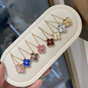 Vネックレス333333バージョンFanjia Clover Necklace Womens両面ラッキーグラスペンダントホワイトフリチラリア18Kローズゴールドロックボーンチェーン