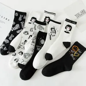 Donne Socks 2024 Autumn Black White Sports Cotton per carino kawaii inverno