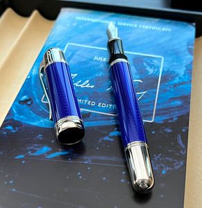 Wysokiej jakości pisarz Jules Verne Rollerball Pen Special Edition Ocean Blue and Red Black Metal Ballpoint Fountain Pen zapisuje offi3813367