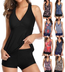 Women039s stroje kąpielowe Plus Women Black Tankini Control Tank Top Top Retro Solid Swimsuit z szortami Dwukał o kąpieli 7764628