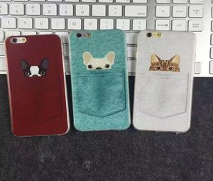 Cute Cartoon Pocket Dog e Cat Protector Custodia antiurto in gomma siliconica morbida TPU in rilievo Custodia per telefono per iPhone 6S 7 8 Plus X X8866684