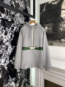 24fw italiensk Paris hoodie designer hoodie tryckt hoodie par casual gata utomhus stor slinga botten tyg midja lapp vävt rem halvt zipped hoodie