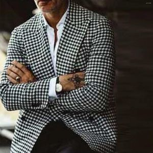 Mäns jackor för män Mens Clasic Fit Plaid Suit Jacket Dubbelbröst dagligen bl azer sportrockkläder Male Ropa