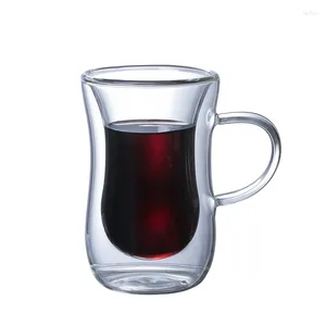 Hip Flasks Withered Double Layered Glass Cup European Transparent Tea Making Water Ice Coffee Juice Milk