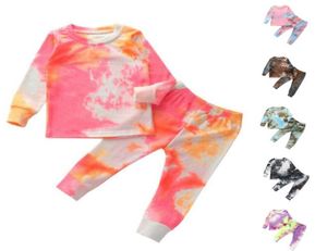 Herbst Kleinkind Mädchen Tie Dye Boutique Outfit Kleidung Weihnachten Kind Casual T Shirt TopTrouser 2PC Trainingsanzug Kinder Set Bekleidung BY159783225