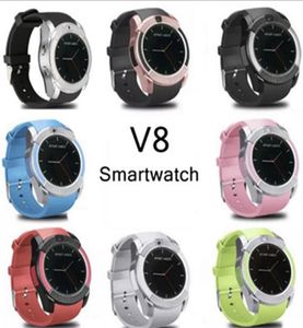 V8 Smart Watch Bluetooth Orologi Android 03M Fotocamera MTK6261D PK DZ09 GT08 Smartwatch con confezione al dettaglio 8 colori7210317