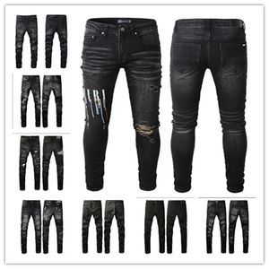 Designer Herren Jeans lila Jeans Ksubi Jeans High Street Hole Star Patch Herren Damen Star Stickerei Denim Jeans Stretch Slim-Fit-Hose wahre Jeans