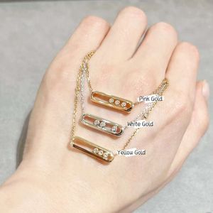 Jewlery Messis Kolyeler Tasarımcı Kadınlar İçin Messikas Mücevher Kolye Popüler Minimalist 18K Gül Altın Kaplama MS Pürüzsüz Üç Pırlanta Hareketli Kolye Moda Gezinti