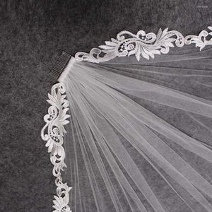 Bridal Veils Elegant Short Lace Wedding Veil 1 meter elfenben med Comb Velo Novia Accessories276L