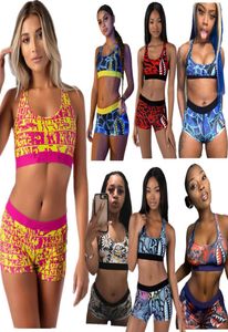 Carta designer de banho feminino maiô sem mangas colete sutiã shorts terno natação verão secagem rápida 2 peça terno roupas moda s1251715