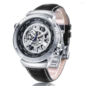 Armbanduhren TIME100 Hi World Mechanische Herrenuhren Weltzeitzone Uhr Herren Multifunktions-Business Waterproo2767