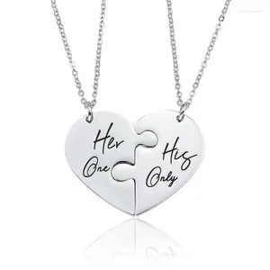 Nyckelringar par gåvor till pojkvän och flickvän Moderdotter pussel Keychain Halsband Alla hjärtans dag Mors smyckespresent