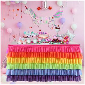 Tutu Tablecloth Table Skirt Bright Tulle Wedding Dining Decorations For Birthday Banquet Bridal Shower 240307