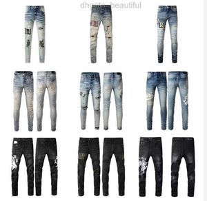 Designerskie dżinsy spodnie ulicy chude jeansy proste nogi rozryte spodnie