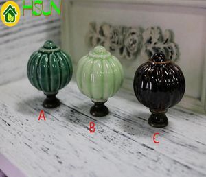 Kabak Seramik Düğmeleri Çekmece Knob S Handses Dresser Knob Mutfak Dolap Kapı Kolları Hafif Koyu Yeşil Kahverengi5243377