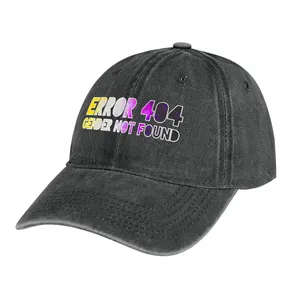 Berets Cópia do erro 404 - Gênero não encontrado Enby/White Cowboy Hat Designer no boné de golfe Use chapéus masculinos femininos