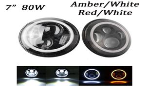 ECAHAYAKU 80W 7 -calowy okrągły samochód LED z Halo Ring Off Road Wrangler Motorcycle Automotive Driving Reflect z Angel Eye7602296