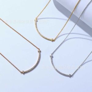 T Family Pure Silver Smiling Necklace Female Rose Gold Set with Diamonds Size Cute Smiling Face Elegant Wearable Collar Chain on Both Sides